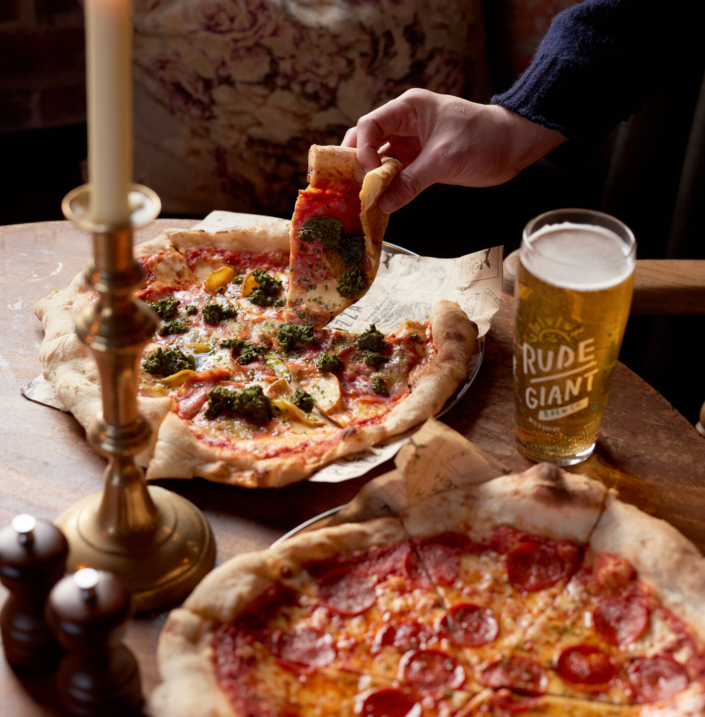 nole sourdough pizza at The Great Decoy in Hurstbourne Tarrant, Hampshire.